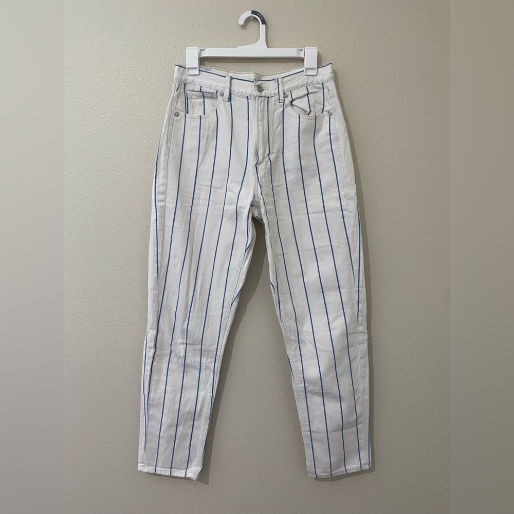 American Eagle blue and white stripped jean
